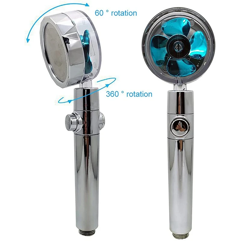 High Pressure Propeller Shower Head 360° Water Saving Rotating Nozzle 2CM Universal Connector with 2 Filter | Обустройство дома