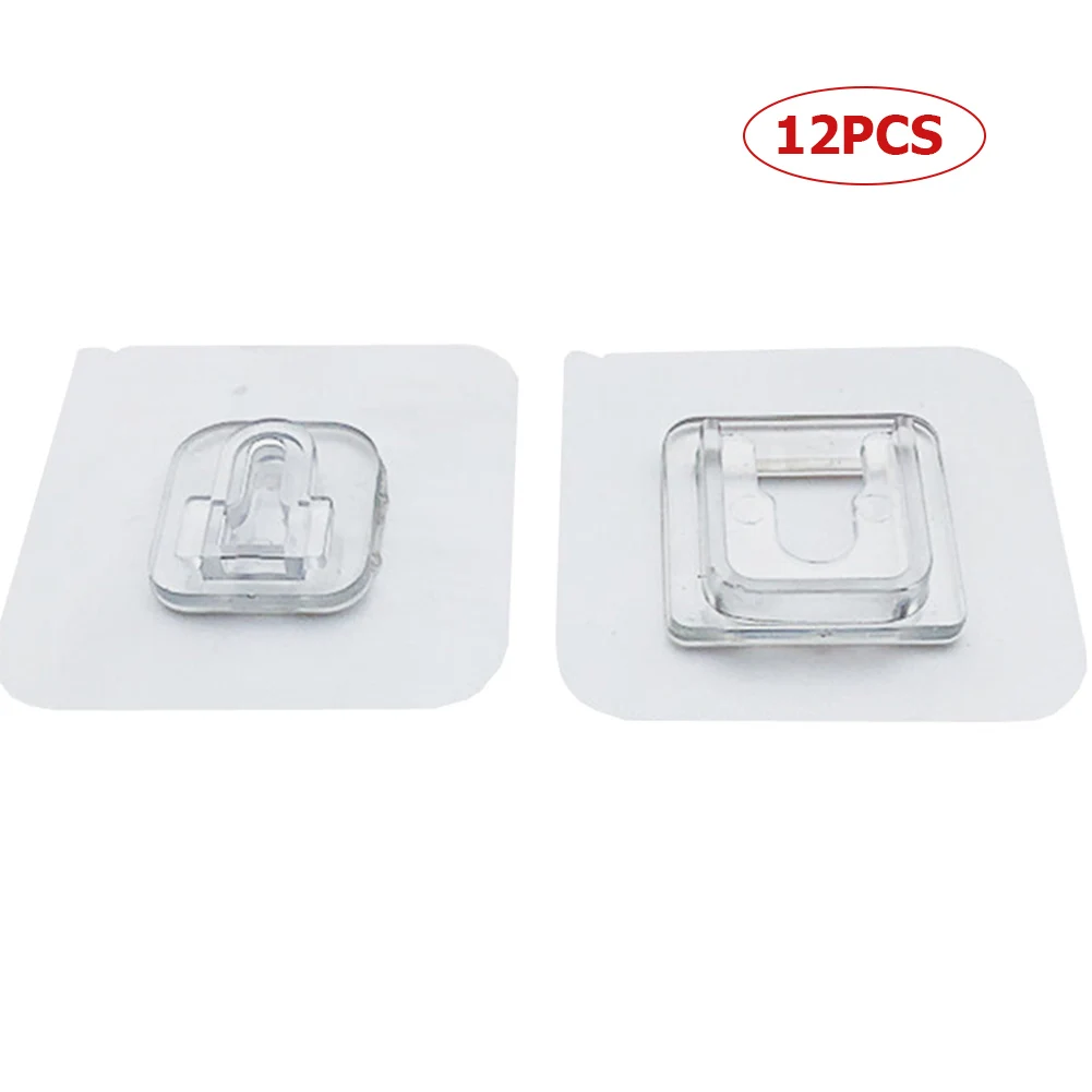 

12pcs Transparent Adhesive Wall Hooks Reusable Waterproof Hanging Holder