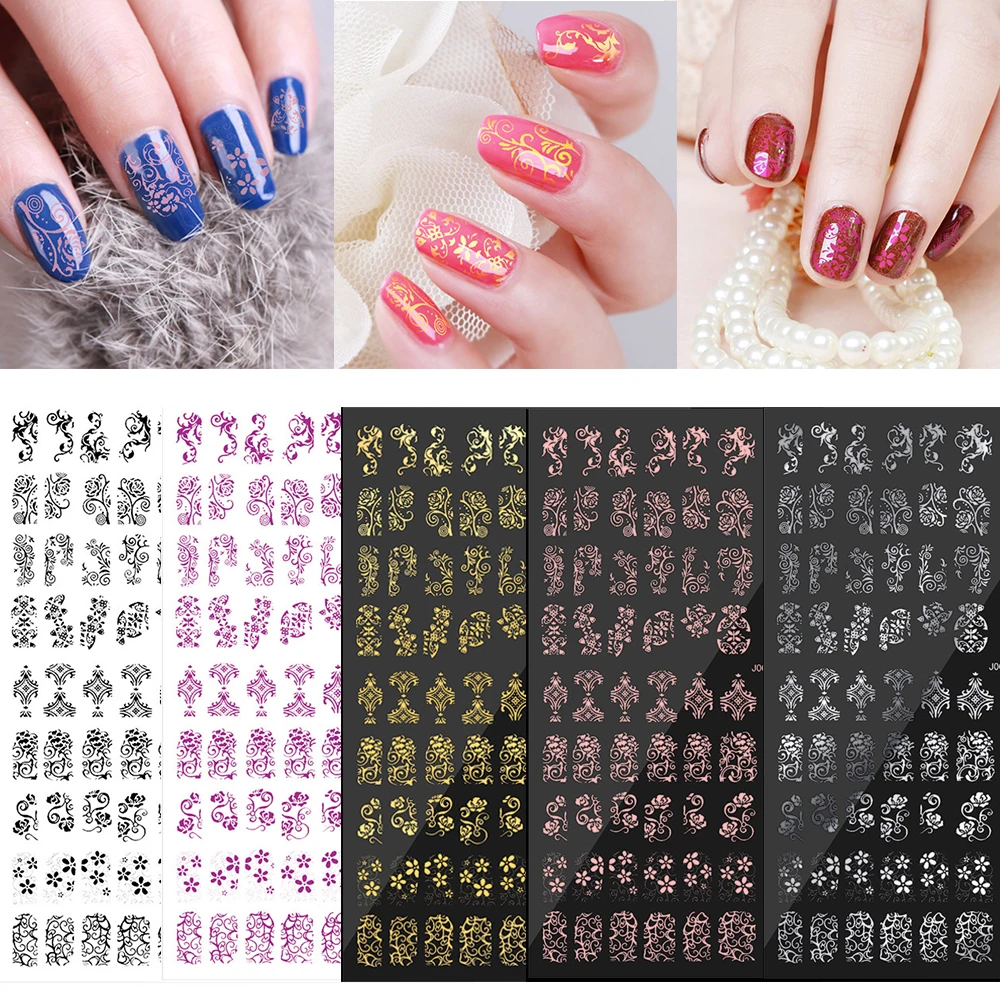 108 шт./лист микс наклейки для дизайна ногтей с цветами белая клейкая наклейка под
