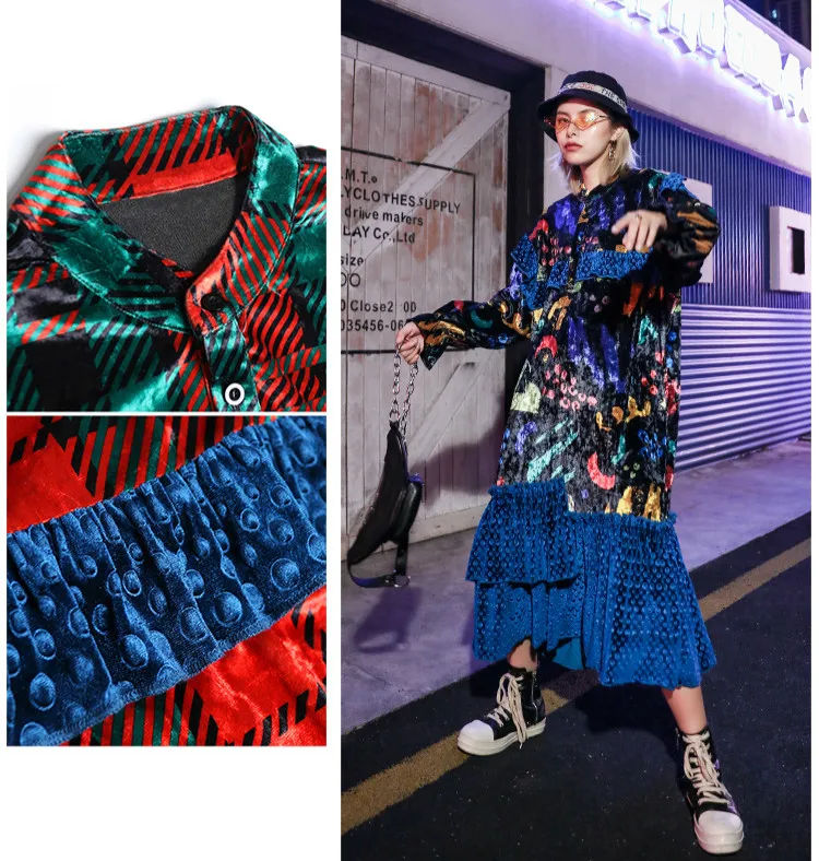 Max LuLu модная Корейская одежда осенние женские бархатные уличные Женские Элегантные Цветочные Длинные Платья повседневные Лоскутные Платья