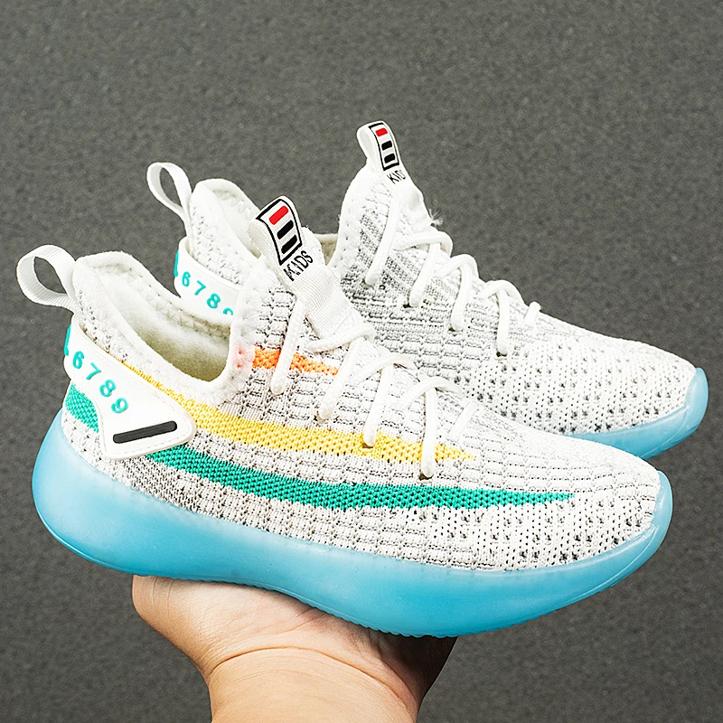 

2021 Summer Kids Fashion Sock Shoes for Boys Summer Breathable Coconut Shoes for Children Fly Woven Mesh Casual Sports Shoes