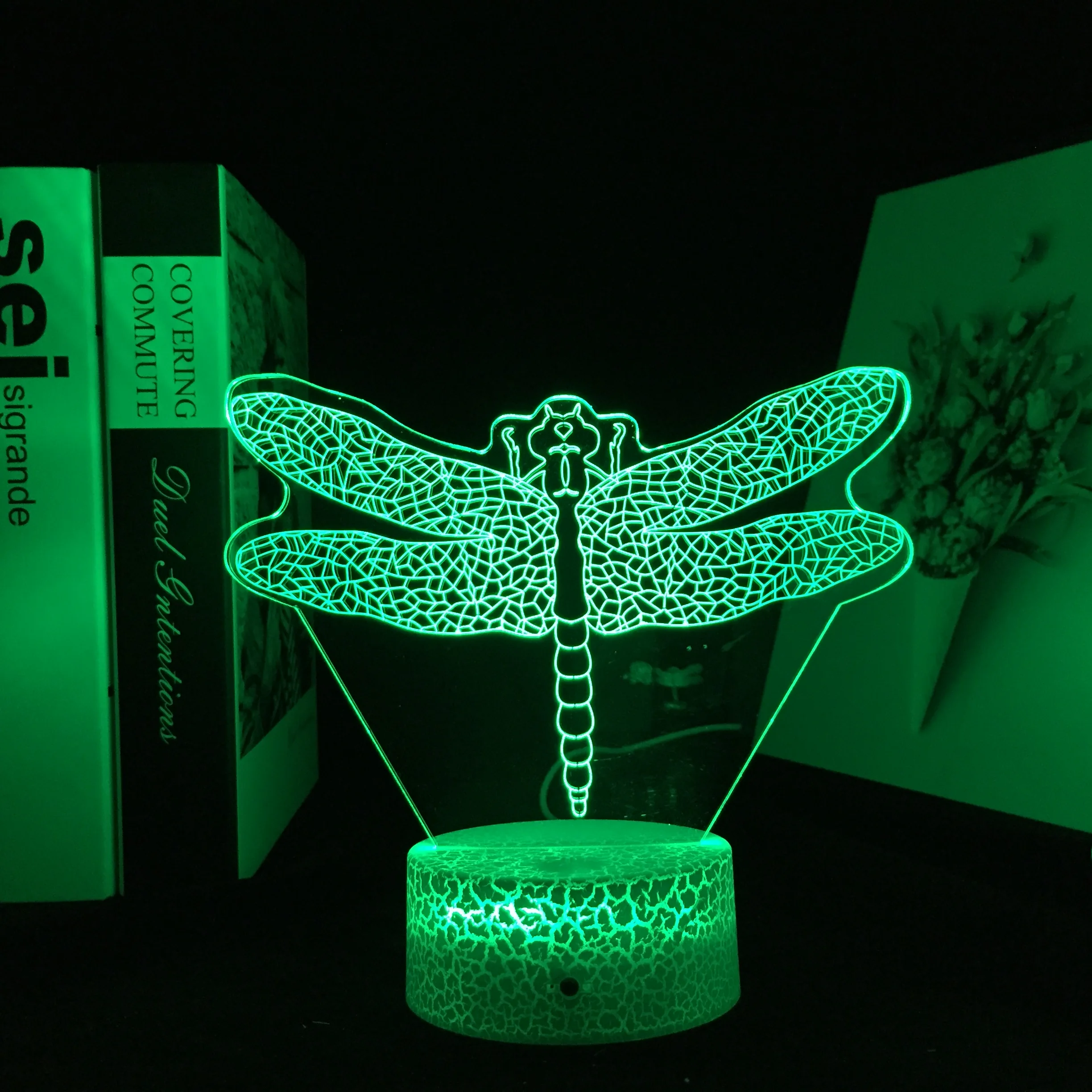 

Dragonfly Light Animal 3D Illusion Table Lamp for Kids Bedroom Decoration Nightlight LED RGB Touch Sensor Remote Night Light