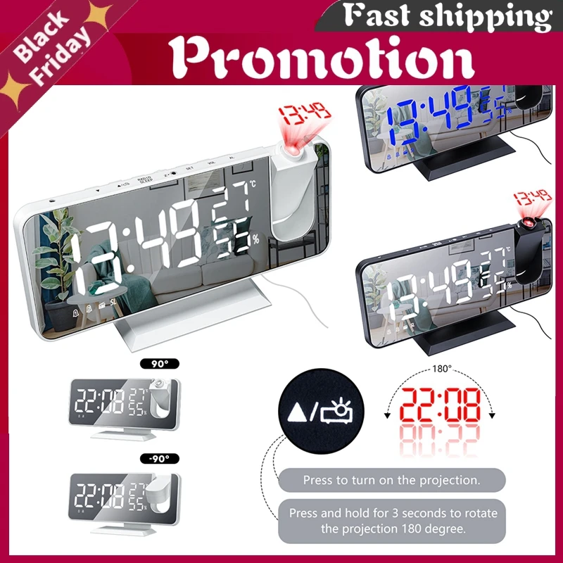 Цифровой светодиодный Будильник с проекцией температуры и влажности