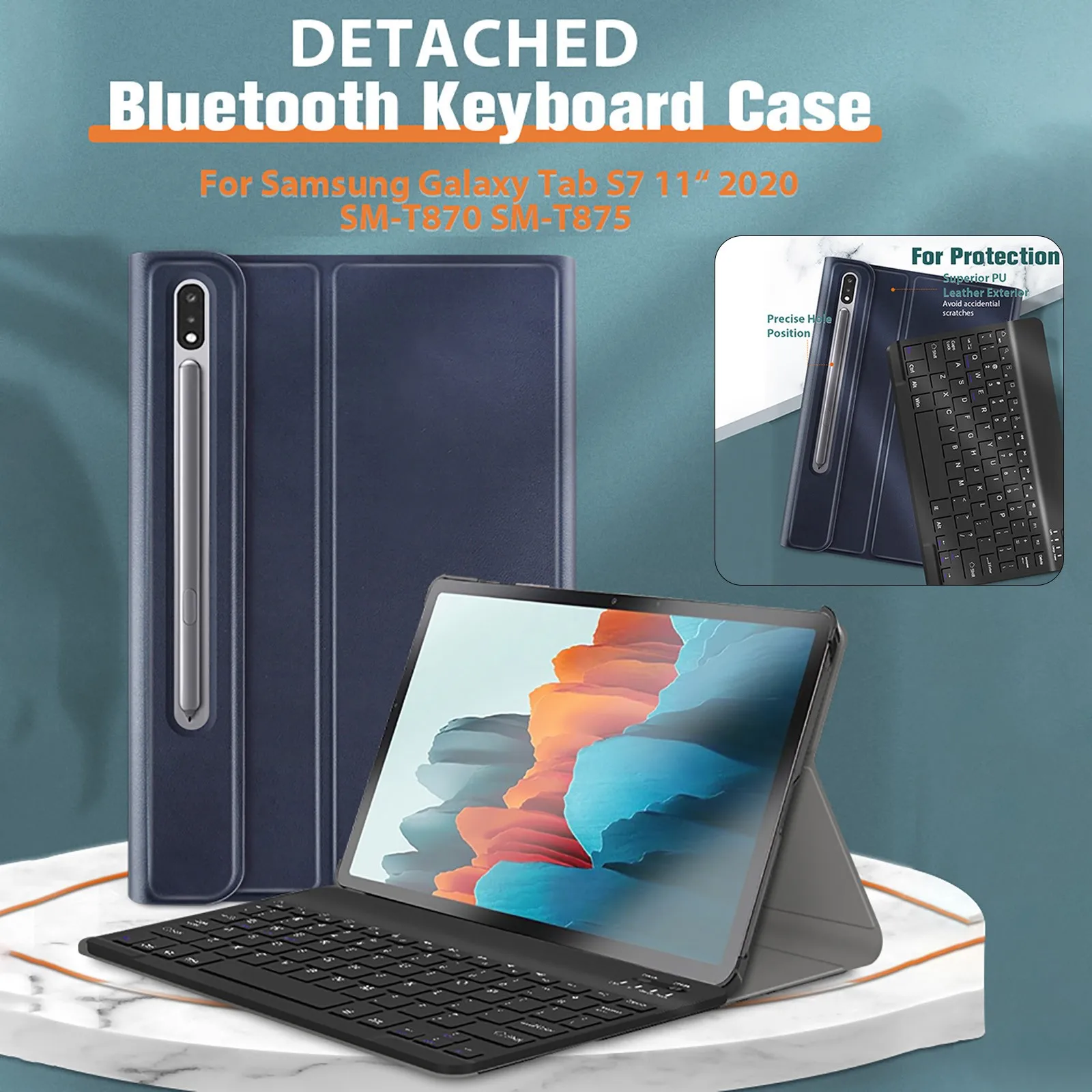 Чехол с клавиатурой для Galaxy Tab S7 11 дюймов 2020 (модель: Sm-t870 / T875 /) портативные офисные