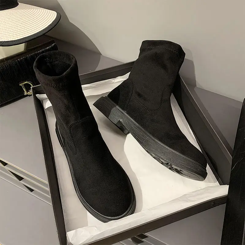 

2021 Autumn British Style Flat Sexy Casual Women's Boots Ins Trend Botas Femininas Platform Mid-tube Shoes Outdoor Warmth