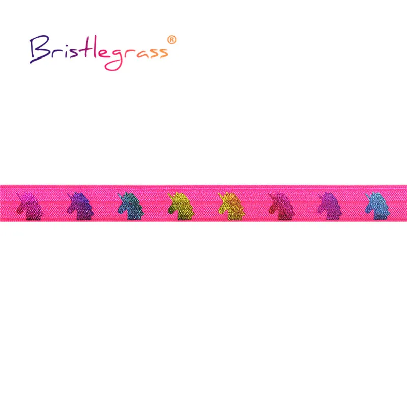 Лента для волос BRISTLEGRASS 2 5 10 ярдов 5/8 дюйма 15 мм Радужный Единорог с золотым