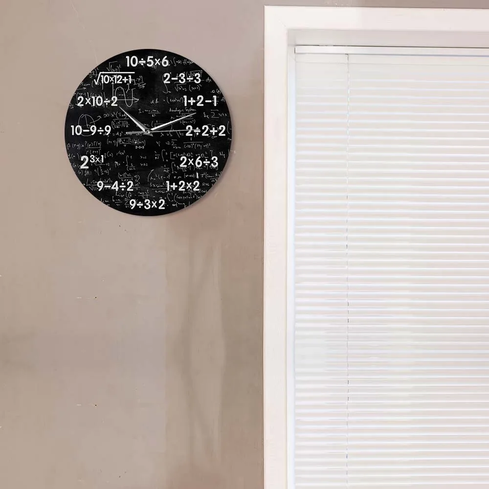 Часы с математическими черная доска бесшумные настенные часы Математика