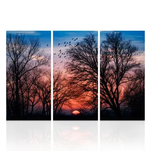 3 Pieces Canvas Posters and Prints Living Room Beautiful Sunset Home Decor Poster Trees HD Painting for Room Decoration
