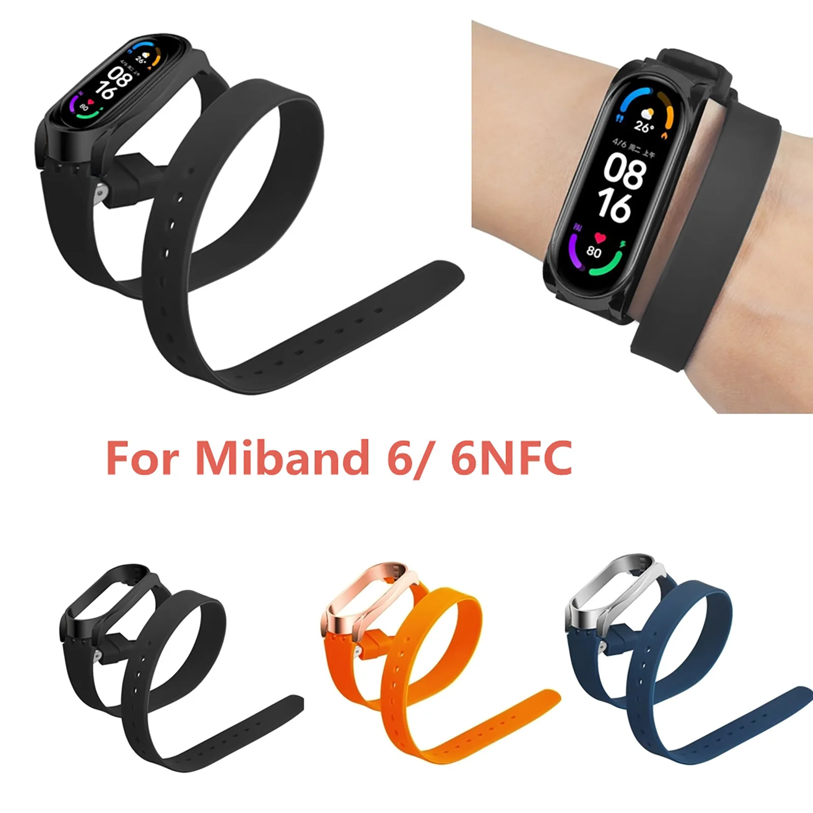 Сменный ремешок для Mi Band 6 с пряжкой металлический корпус очень длинный