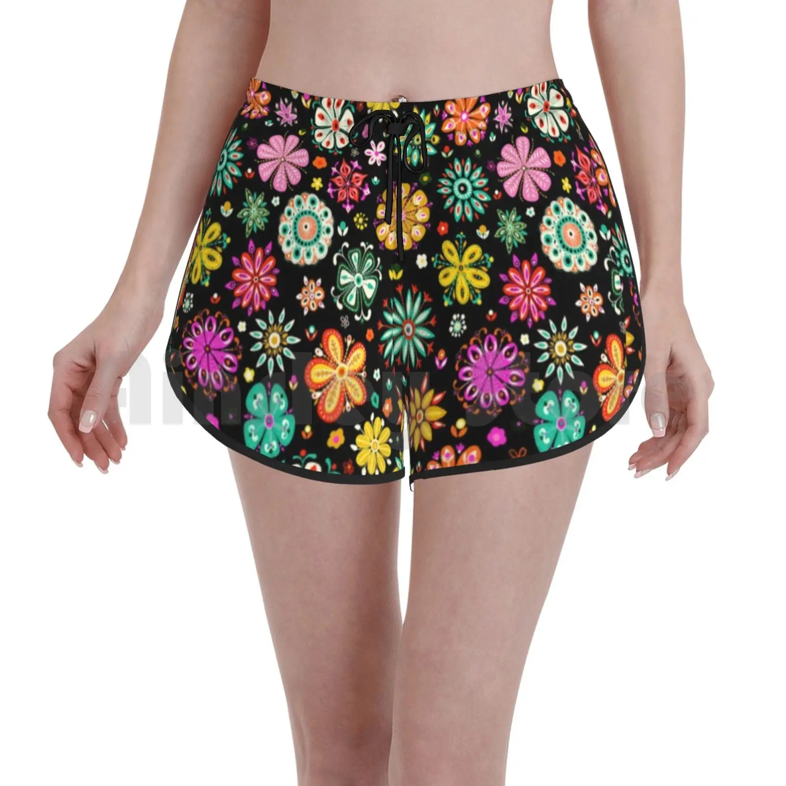 

Шорты для плавания с маленькими цветочными наклейками женские пляжные шорты Цветочные цветы маленькие цветочные принты абстрактный серый