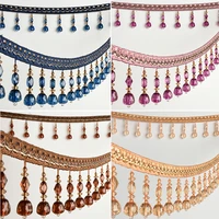 3 meter pumpkin crystal bead pendant ribbon crystal tassel fringe for sewing curtain accessorie upholstery lace trim decoration