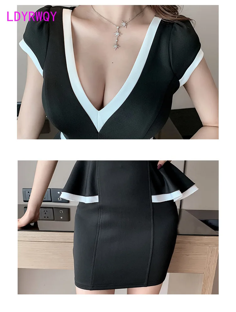 

LDYRWQY South Korea of summer new fund V gets sexy temperament low breast to cultivate one's character fashionable dress