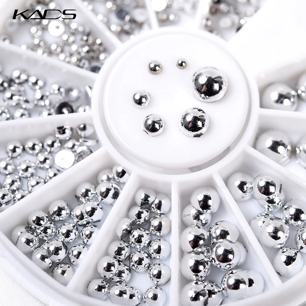 KADS Серебристые жемчужные стразы для ногтей круглые украшения аксессуары с