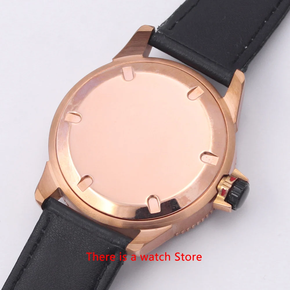 

Bliger 43mm Automatic Mechanical Watch Men Luxury Brand Luminous Waterproof PVD Case Leather Strap Calendar Wristwatches Men