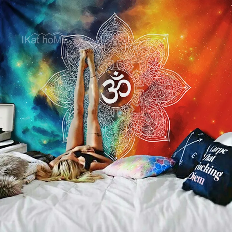 Большой Мандала настенная галактика Psychedelic гобелен индийский хиппи Йога чакра