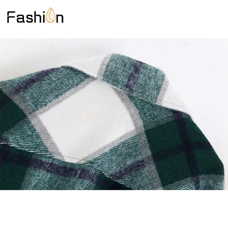 2019 Winter Women Green Plaid Long Coat Jacket Casual High Quality Warm Overcoat Fashion Coats Shirt for | Женская одежда
