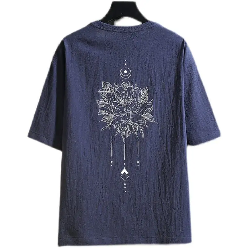 

Summer Casual Cotton Short T-Shirt Quality Men's Vest Bodybuliding Singlets Loose And Fat Oversized Linen Sleeve Trend Top Modis
