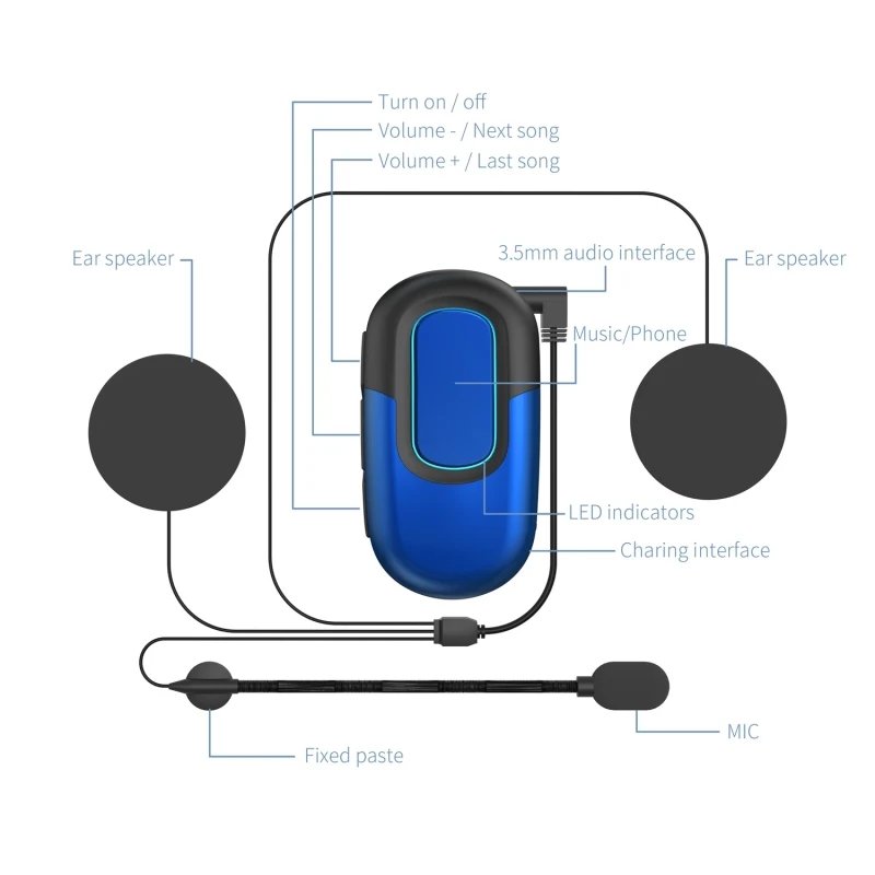 C35 мотоциклетный шлем Bluetooth 5 0 гарнитура 1100 мАч шумоподавление водонепроницаемый