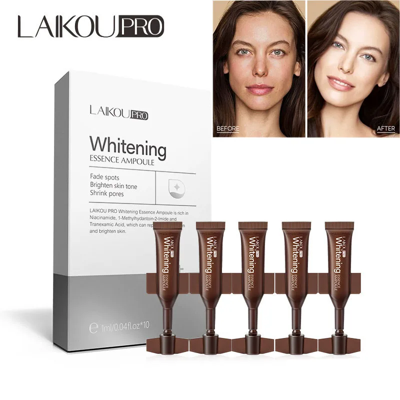 

10Pcs Whitening Ampoule Face Serum Fade Spots Shrink Pores Brighten Skin Tone Nicotinamide Moisturizing Anti-Wrinkle Face Care