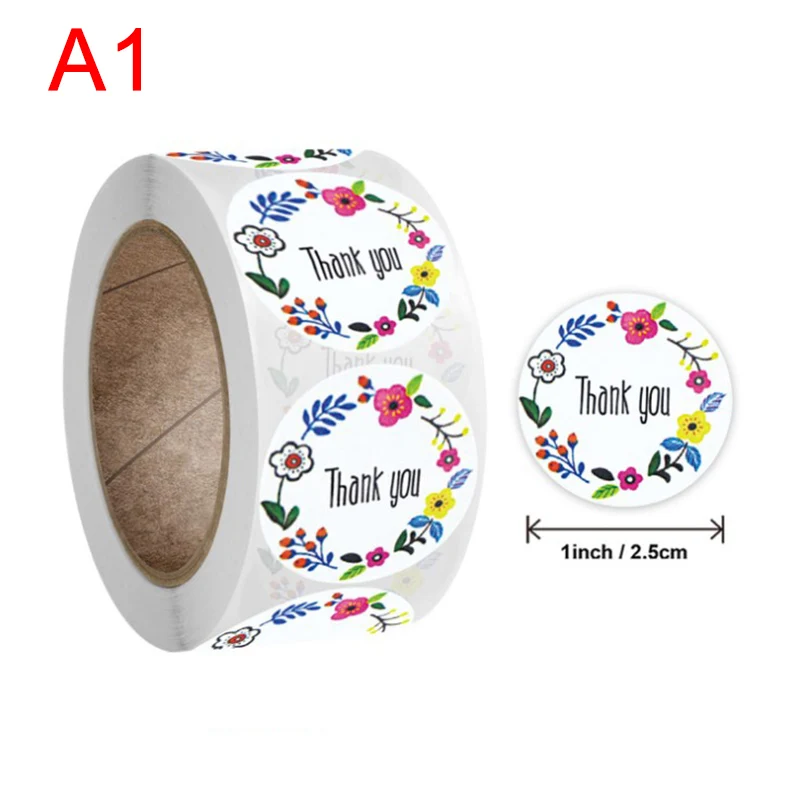 

500pcs Labels Roll Flower Thank You Stickers Scrapbooking For Gift Decoration