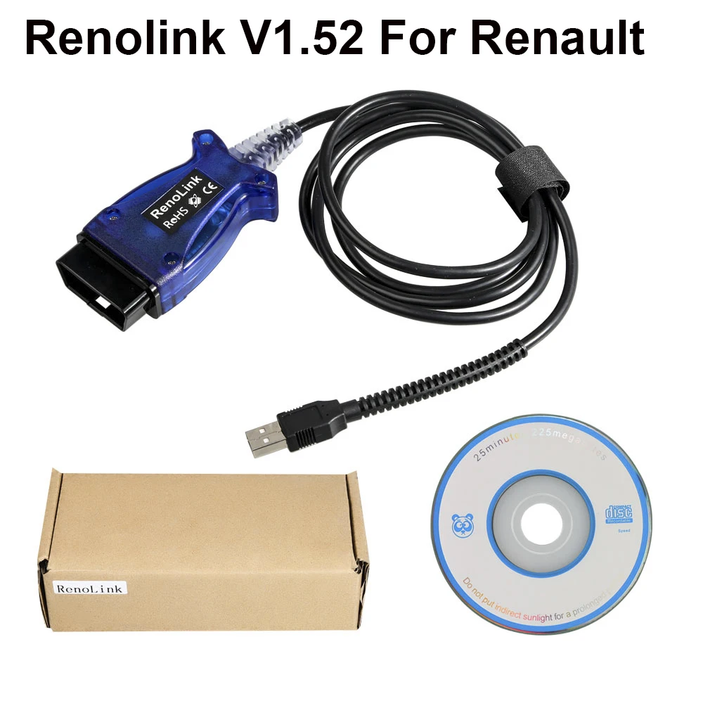 V1.52 Renolink OBD2 диагностический интерфейс для Renault/Dacia транспортных средств ECU