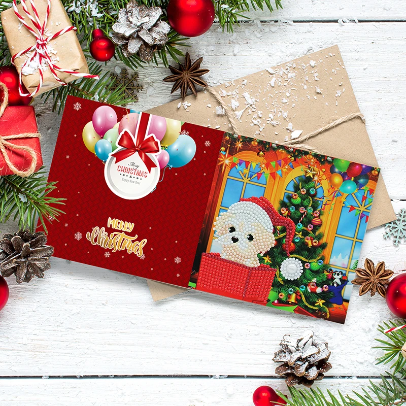 

5D Diamond Painting Christmas Cards Diamond Embroidery Santa Claus Greeting Postcards DIY Diamond Mosaic Handmade Gift