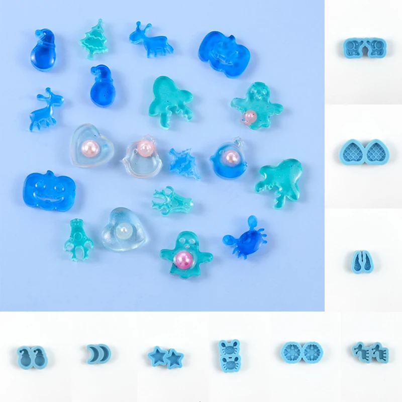 

Resin Crafts Elk Santa Claus Epoxy UV Earrings Resin Mold Merry Christmas Ear Studs Molds Resin Silicone Mould