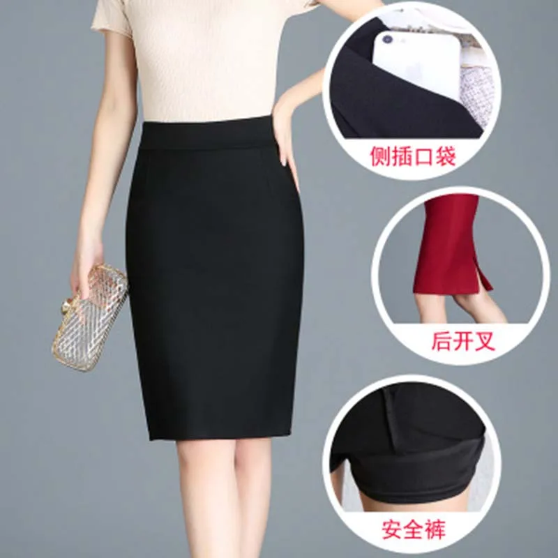 Falda con abertura para primavera y verano, traje profesional, corta, elástica, a la cadera, antideslumbrante