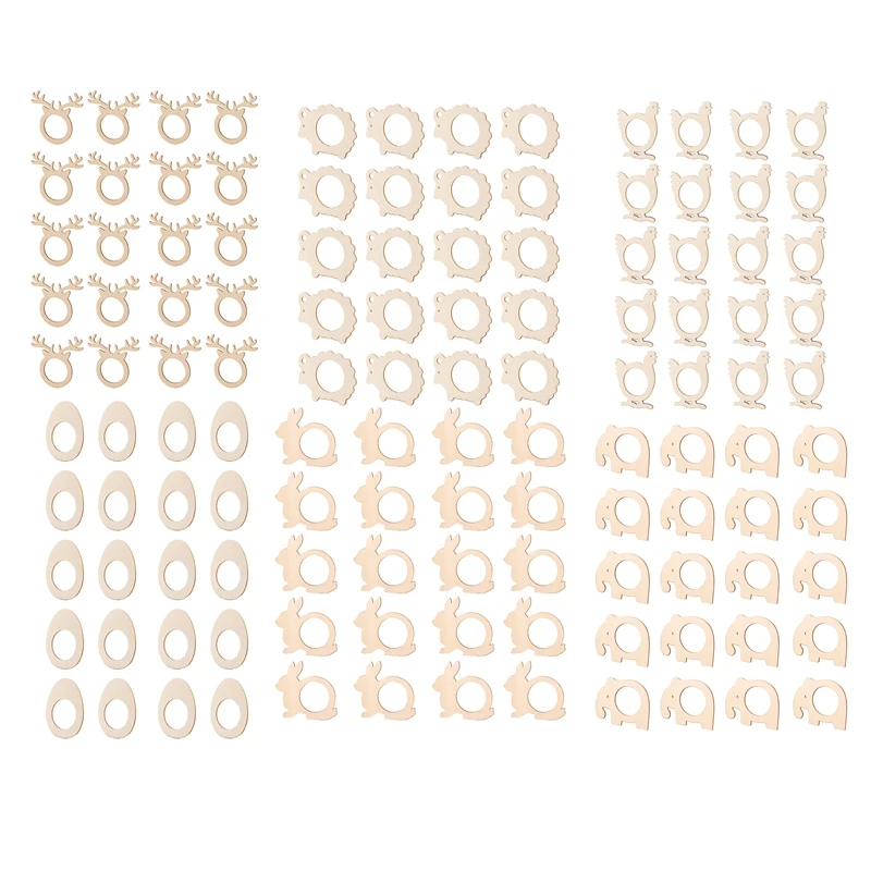 

20 Pcs Wooden Shape Napkin Holder Rings Towel Buckles Banquet Easter Wedding Luncheons Dinner Table Supplies