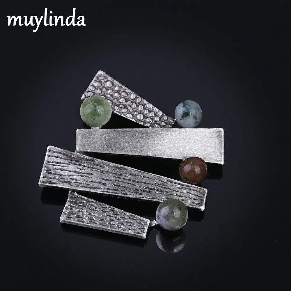 Muylinda, Броши из натурального камня, винтажные для женщин, большая брошь, брошь для костюма, заколки для платья, ювелирные изделия, шпильки на вечеринку, аксессуары