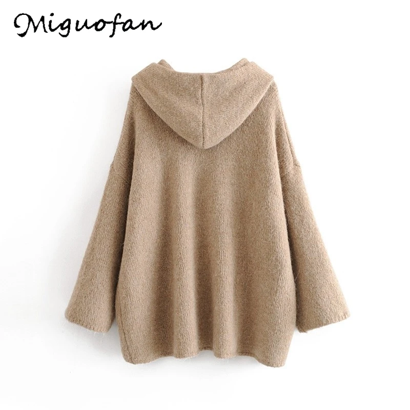 Женский свободный свитер Za зимний с накидкой пуловер пончо зима 2019 | Женская