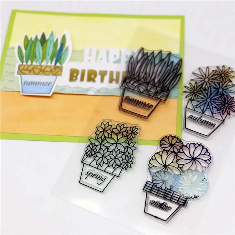 Прозрачные штампы в горшках 2019 резиновая Прозрачная силиконовая печать для