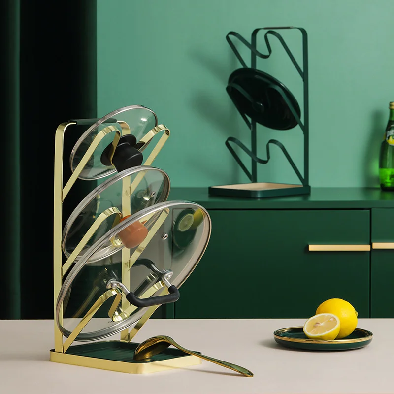 

Kitchen Pot Lids Holder Organizer Rack for Cutting Boards Bakeware Reusable Containers Pots Serving Tray Dish Plate Drying Rack