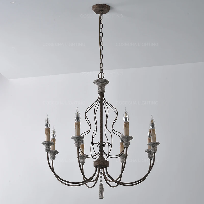Ретро деревенская люстра антикварный светильник для спальни подвесной из дерева