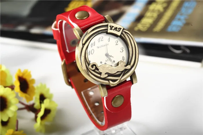 

Hight Quality Quartz Dial Watch Women Leather Wristwatch Brown Red White Hour Dress Casual Watches Fashion Clock Hot Sale Reloj