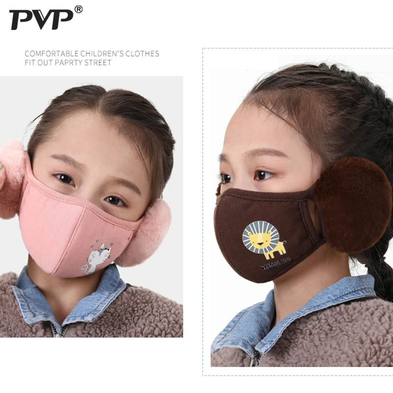 Мультяшная Защитная детская маска для рта Ветрозащитная против пыли зимние