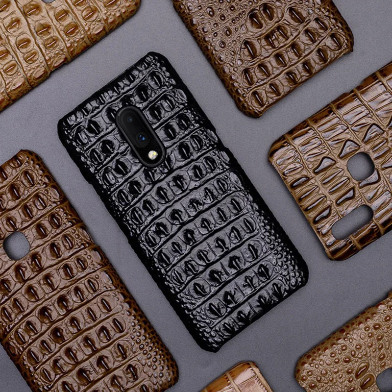 

Phone Case For One plus 6 6T 7 7T Pro Case For 3 3T 5 5T Crocodile back texture Back cover