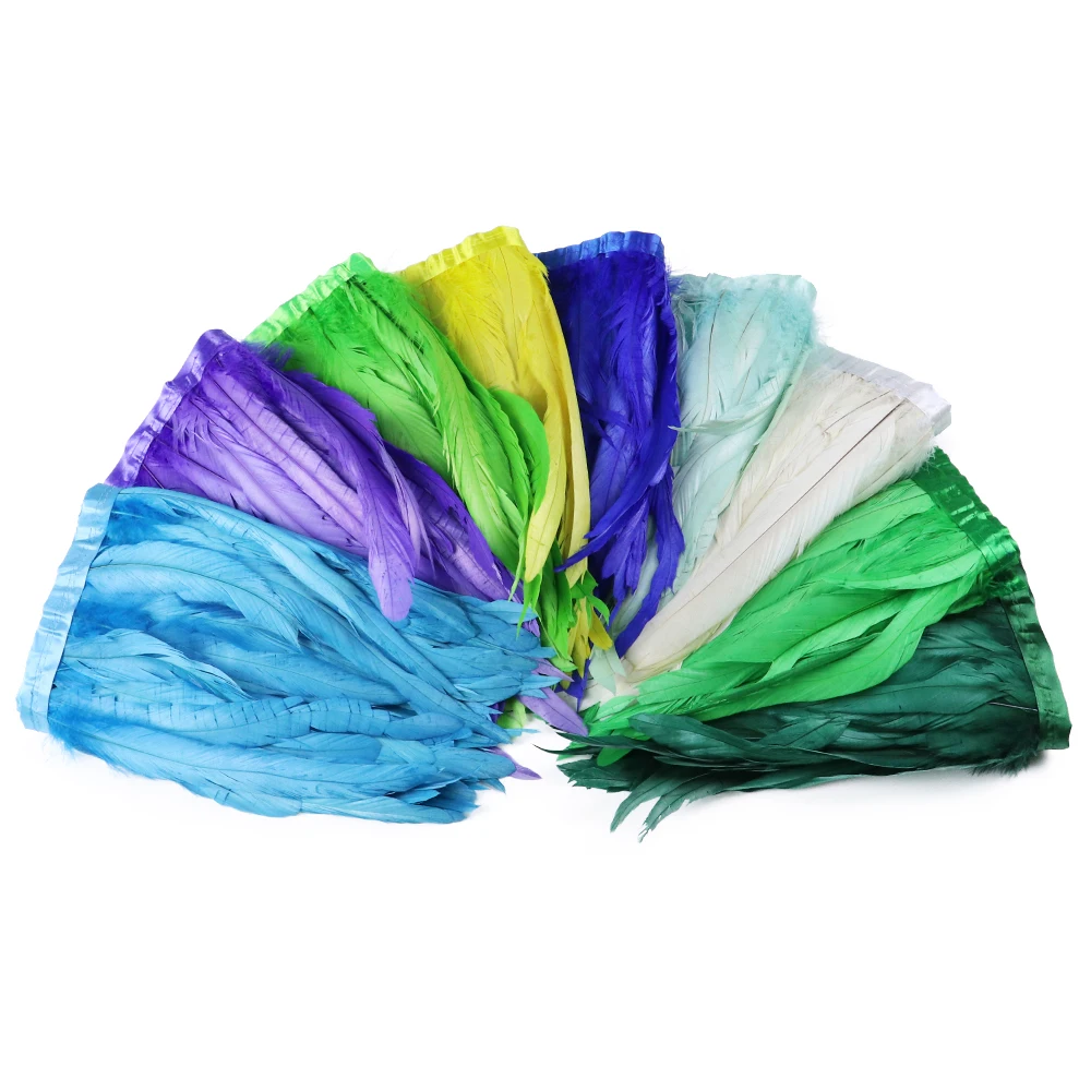 

1meter Rooster tail feather Trim Chicken feathers Long 25-30cm Carnival decoration Clothing Dress Accessories feather for Crafts