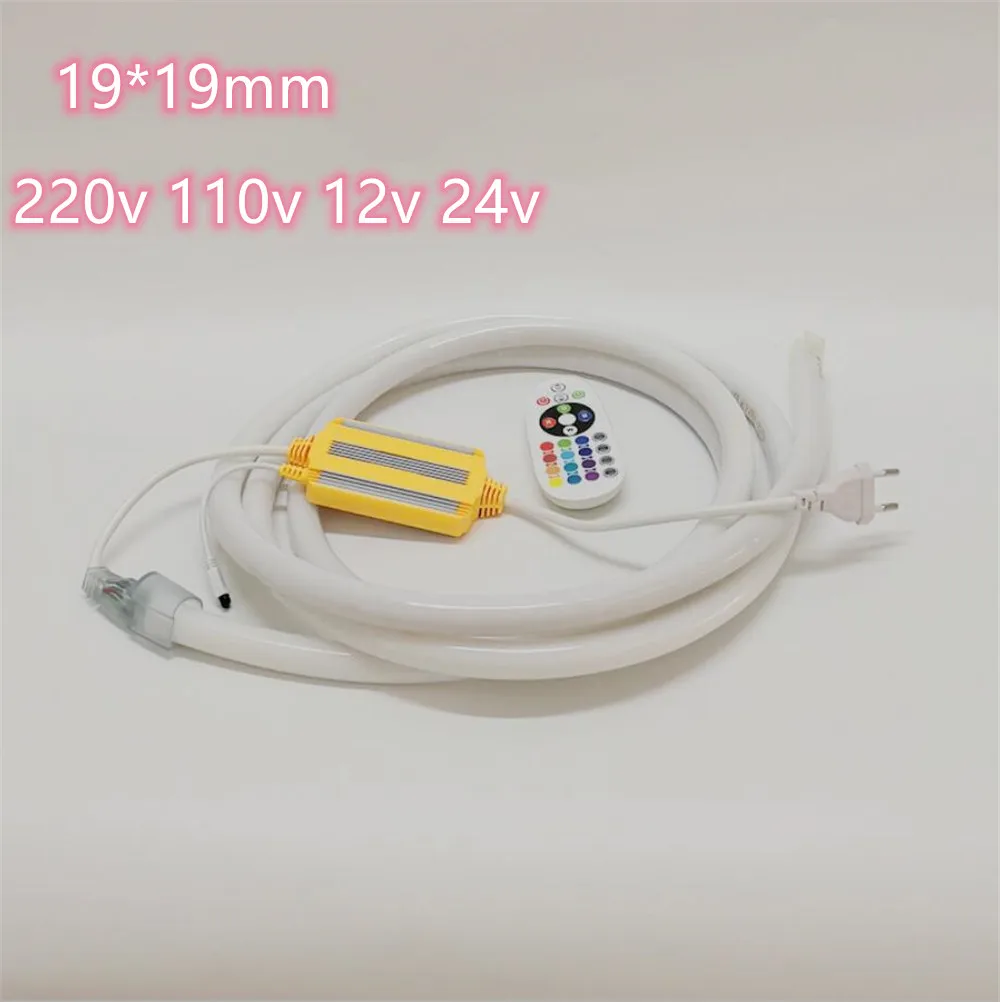 50 м/лот 320 градусов диаметр 19 мм x 19 мм Гибкая светодиодная неоновая полоса RGB 12 В постоянного тока 24 В 110 В 220 В декоративное освещение для танцевальной вечеринки веревка резиновая трубчатая лампа