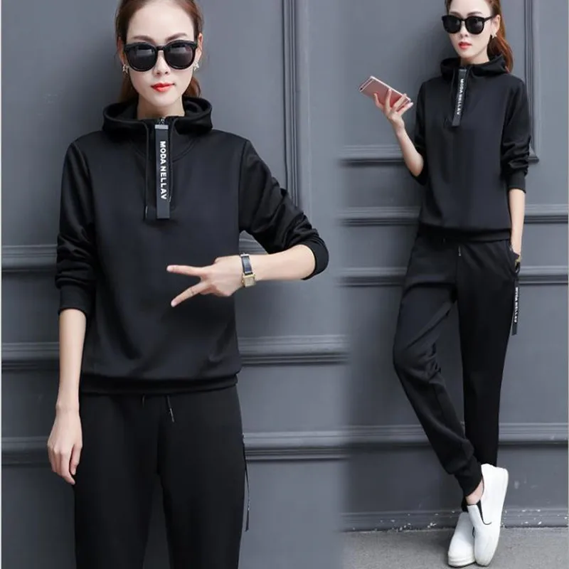 Женский Осенний корейский новый модный Свободный спортивный костюм для отдыха