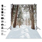 Фон для фотосъемки Laeacco с изображением зимнего снега старого дерева леса восхода солнца утреннего Пейзажа для фотостудии