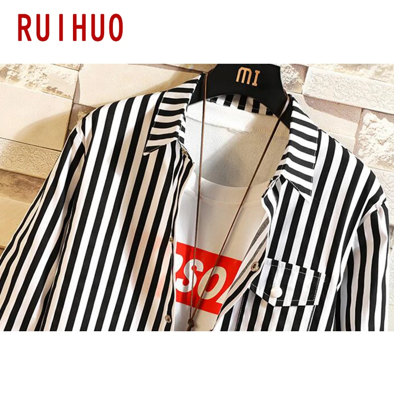 

RUIHUO Striped Jacket Men Coat Clothes Streetwear Bomber Jacket Men Fashions Hip Hop Mens Jackets And Coats XXXL 2021 New