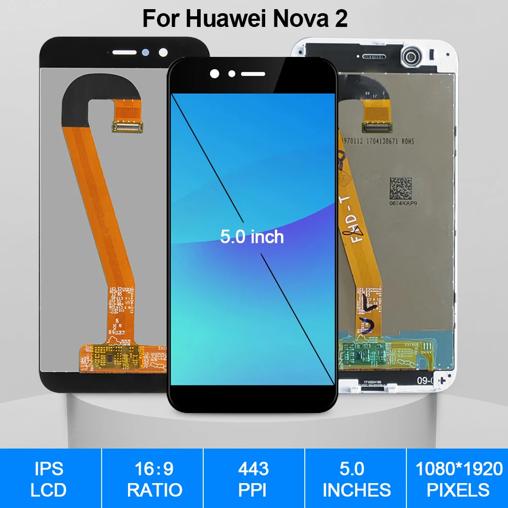 Pantalla t&aacute;ctil Original para Huawei Nova 2, piezas de repuesto de digitalizador LCD, PIC-AL00, PIC-LX9-1