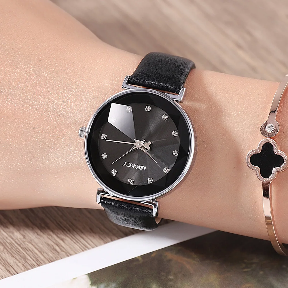 

Disney real belt watch students simple waterproof women's watch fashion prism trend girls quartz watch