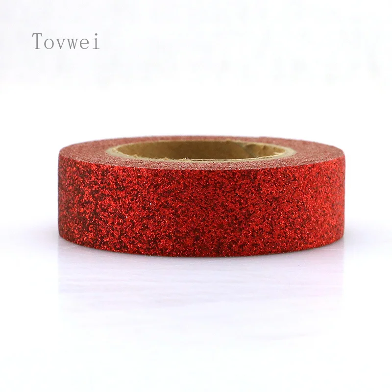 

1X red Giltter Washi Tape 5M Length Kawaii Scrapbooking Tools Japanese Stationery Adesiva Decorativa Scrapbook powder washi tape