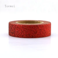 1x red giltter washi tape 5m length kawaii scrapbooking tools japanese stationery adesiva decorativa scrapbook powder washi tape