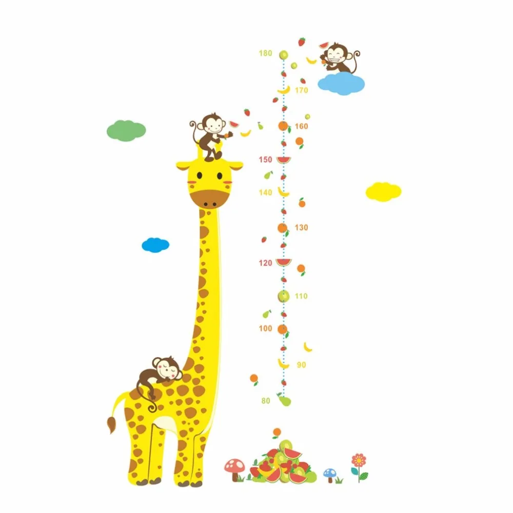 Дети высота диаграмма линейка наклейки питомник DIY украшение дома милый