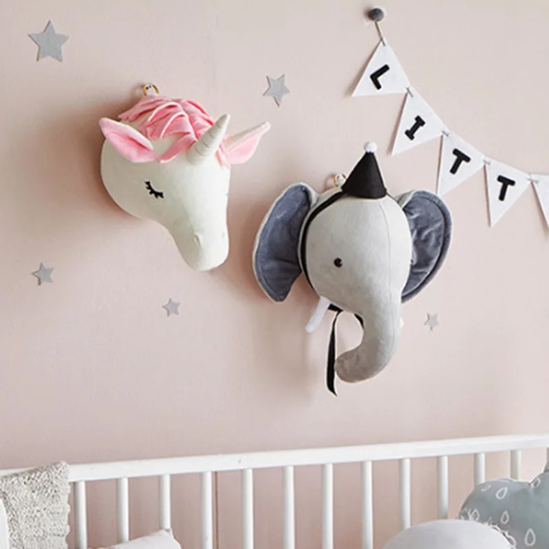 Animal Head Swan Flamingo Wall Decor INS Unicorn Hanging Stuffed Plush Toy Doll Girl Kid Nursery Room Decoration Gift | Игрушки и хобби