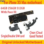 Материнская плата Free icloud для iPhone XS MAX, 64 ГБ, 256 ГБ, 512 ГБ, 100% Оригинальный разблокированный для iPhone XS MAX, логическая плата сбез распознавания лица