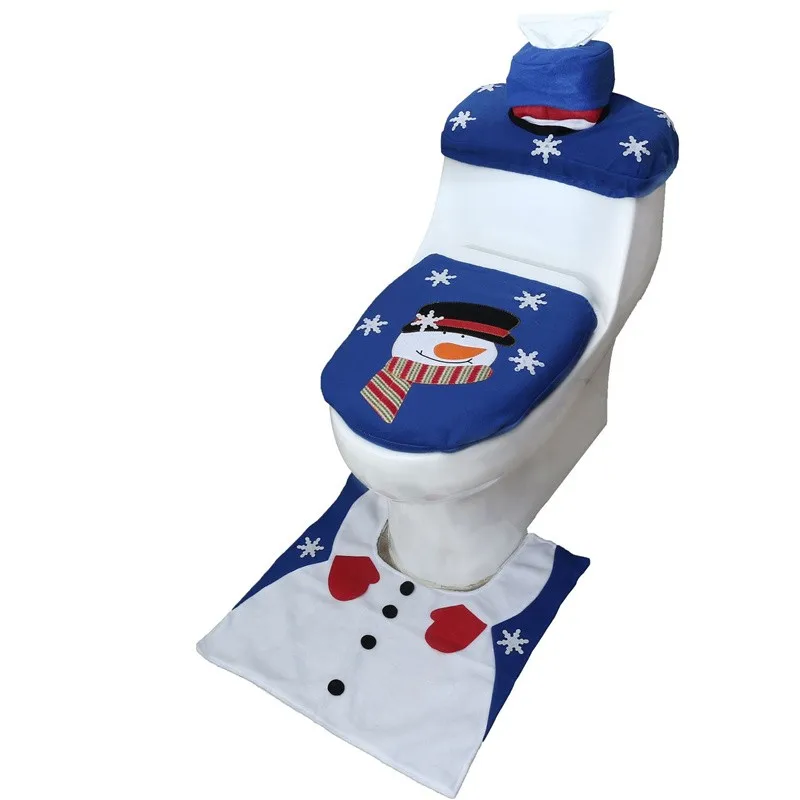 

1Set Christmas Santa Claus Toilet Seat Cover Rug Home Decoration Christmas Toilet Lid Case Bathroom Mat Xmas Decorative Gifts